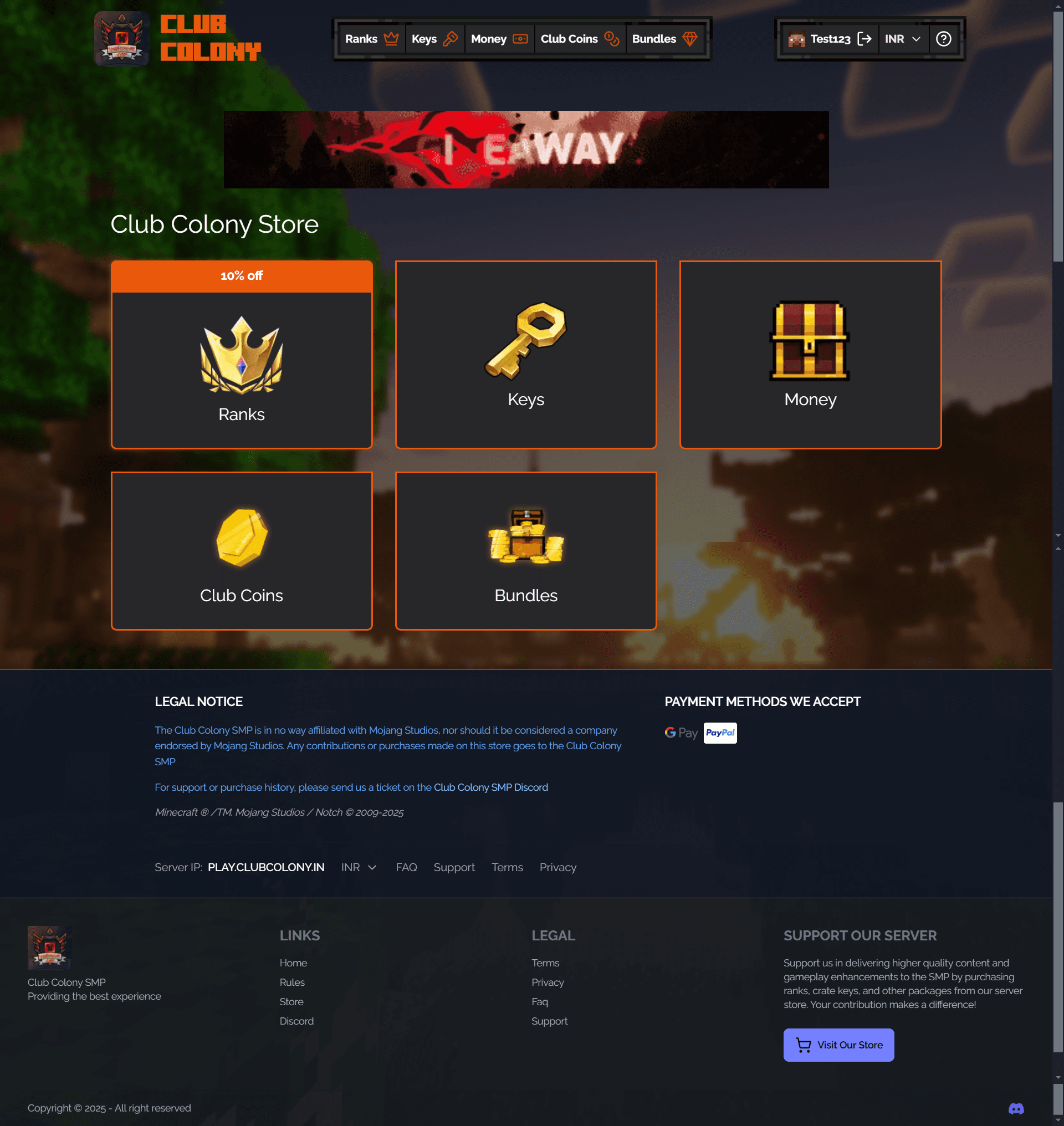 Preview of Minecraft Store Website (Frontend Only)